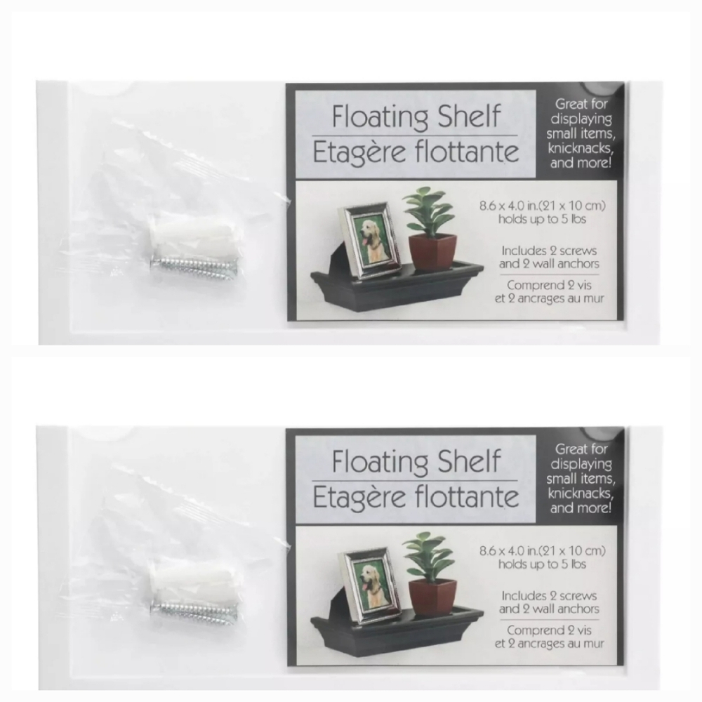 NEW Set Of 2 Small White Floating Shelves Hanging Wall Shelf 8 x 4 Holds 5lb